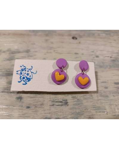 Pendientes fimo corazón