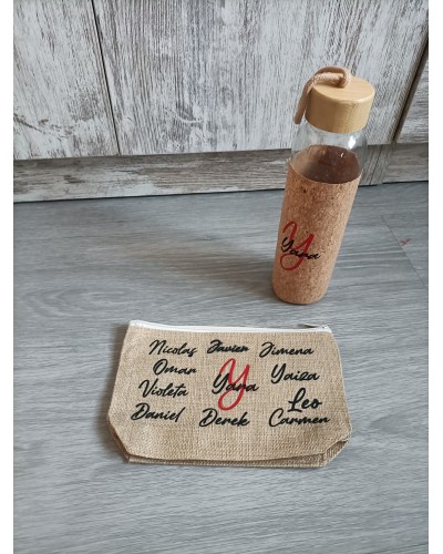 Conjunto bolsa, neceser y botella personalizado