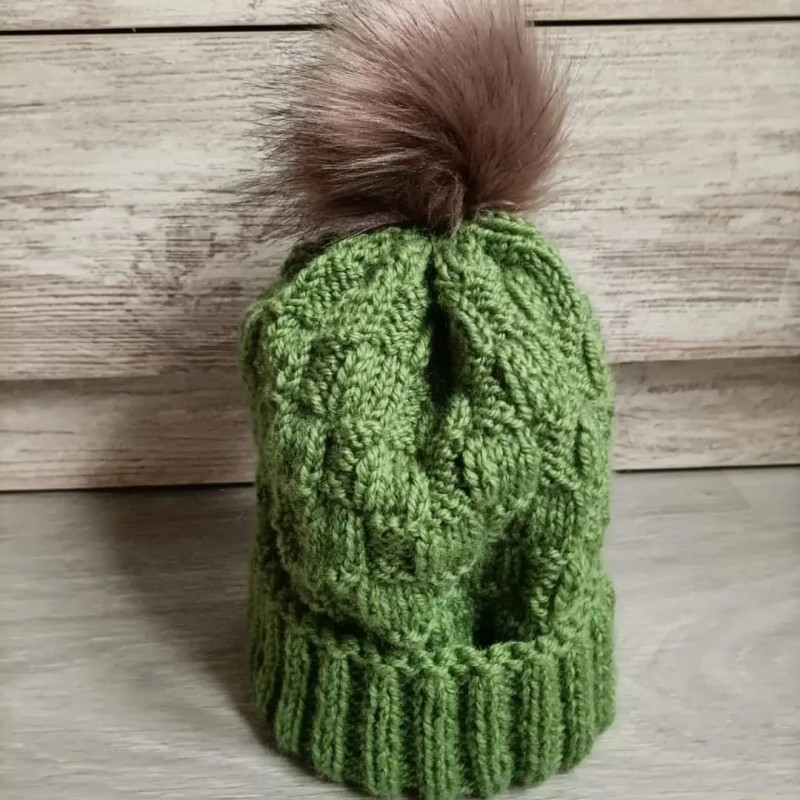 Bonnet En Laine Orange Fait Main - Taille Unique Avec Revers - Fabriqué En Espagne